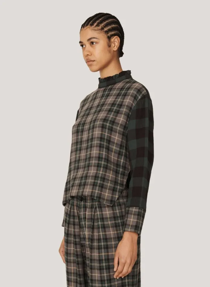 YMC Gia Check Top Green Multi Womens Shirts