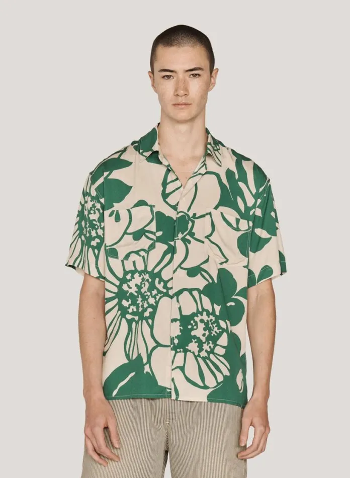 YMC Mitchum Shirt Green Multi Mens Shirts