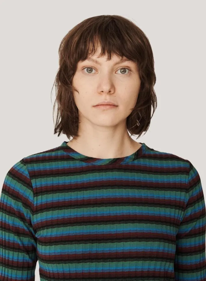 YMC Raindrops Cotton Stripe Top Multi Womens TShirts