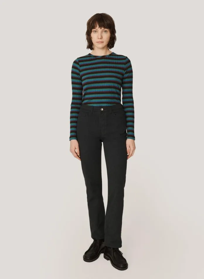 YMC Raindrops Cotton Stripe Top Multi Womens TShirts