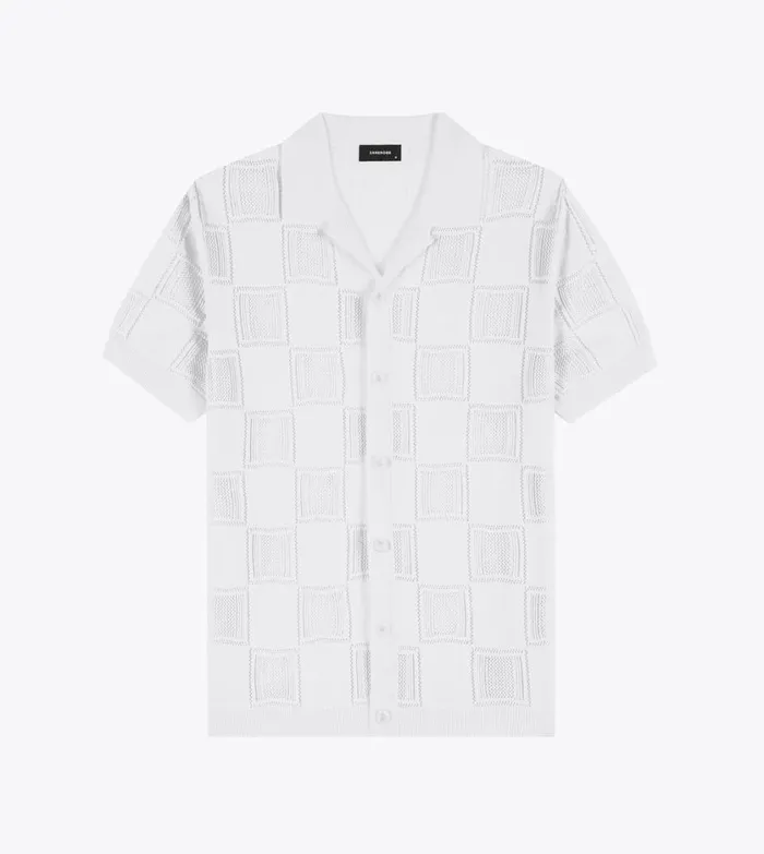 Zanerobe Shirts Men Check Knitted Shirt Vintage White