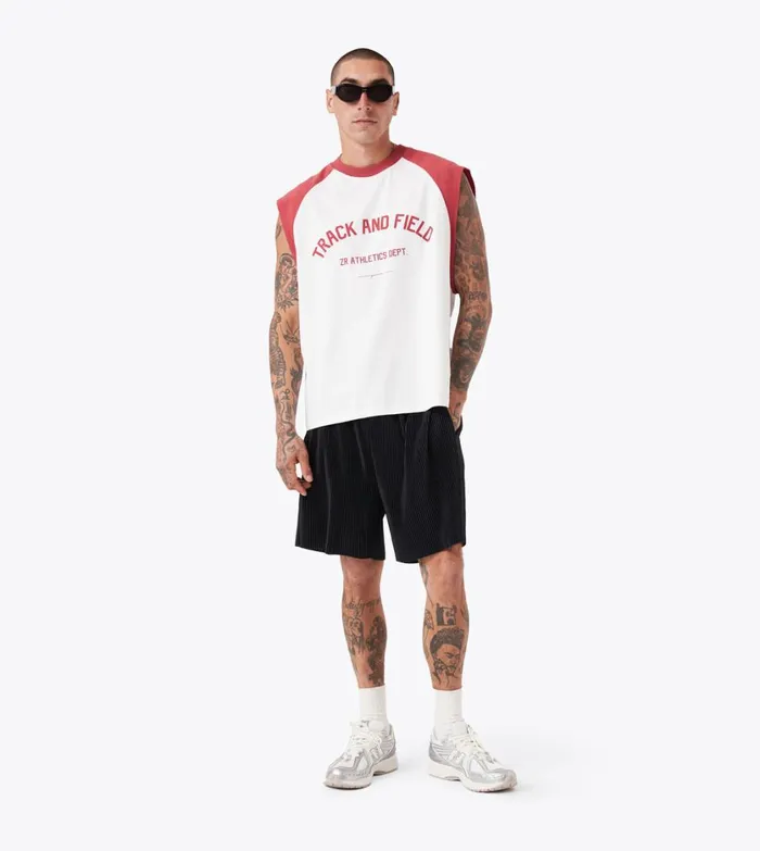 Zanerobe Tees and Tanks Men Ath Raglan Muscle Vintage WhiteCherry