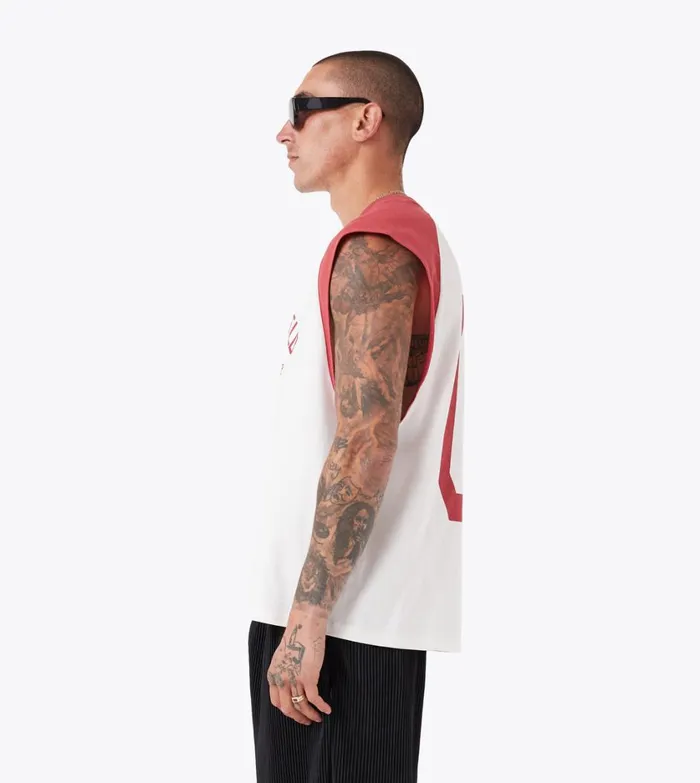 Zanerobe Tees and Tanks Men Ath Raglan Muscle Vintage WhiteCherry