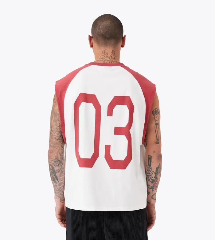 Zanerobe Tees and Tanks Men Ath Raglan Muscle Vintage WhiteCherry