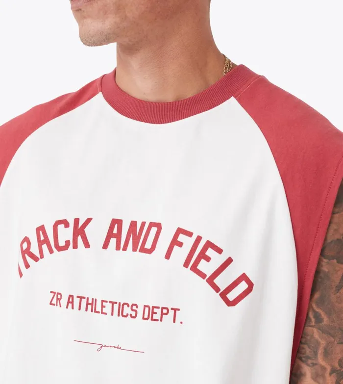 Zanerobe Tees and Tanks Men Ath Raglan Muscle Vintage WhiteCherry