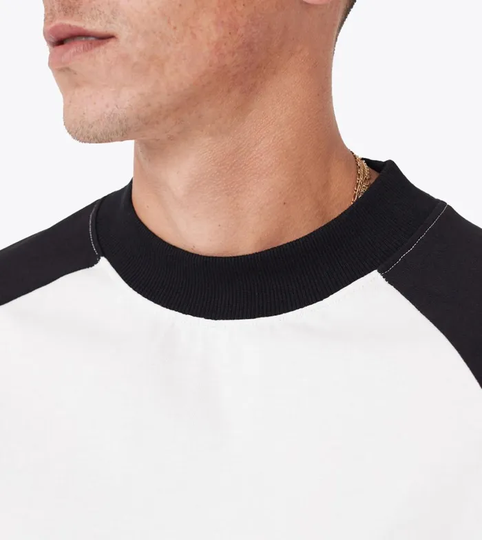 Zanerobe Tees and Tanks Men Raglan Lounge Tee Vintage WhiteBlack