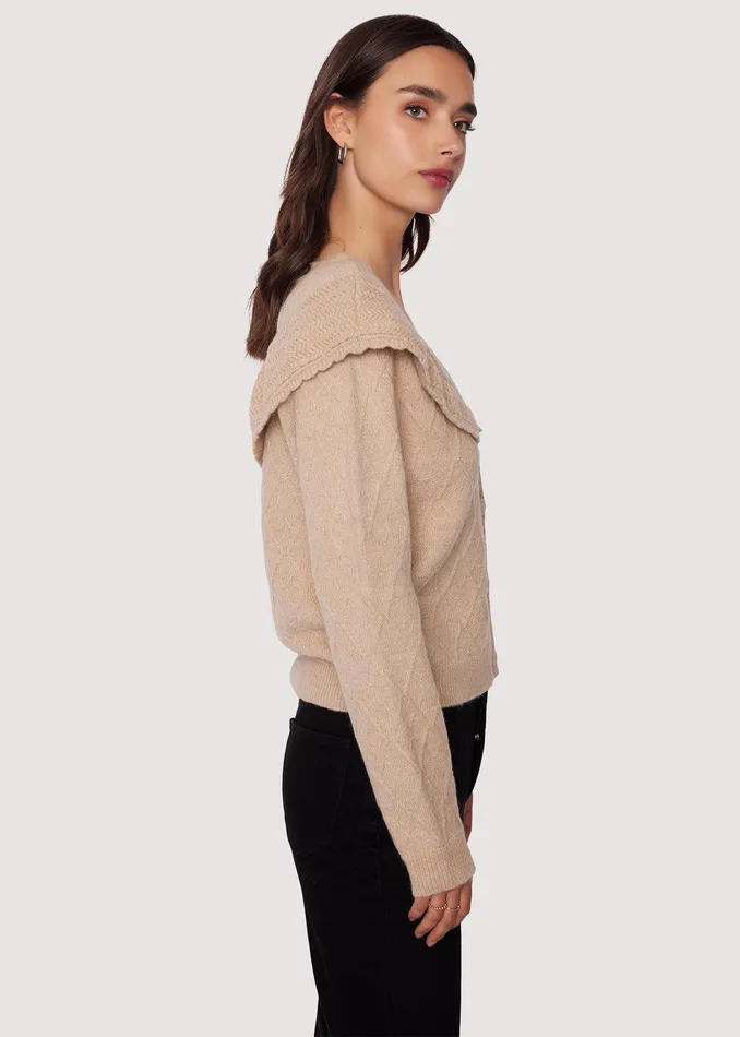Zoie Ruffle Cardigan Oatmeal Women Lost Wander Outerwear