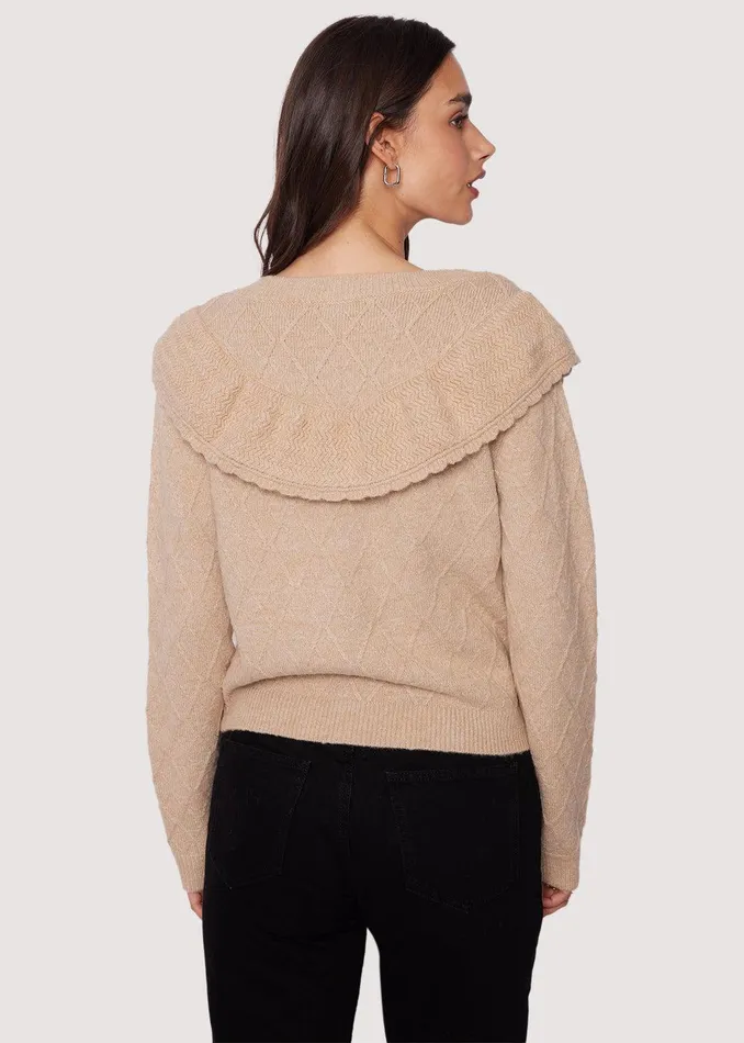 Zoie Ruffle Cardigan Oatmeal Women Lost Wander Outerwear